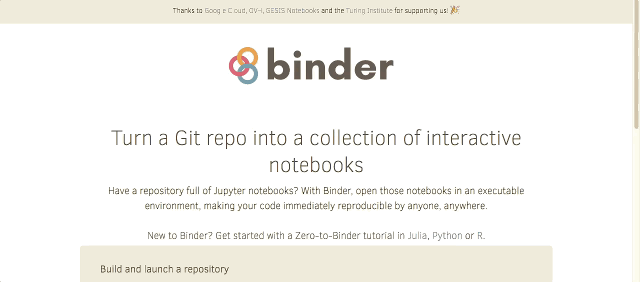 Binder launching a repository